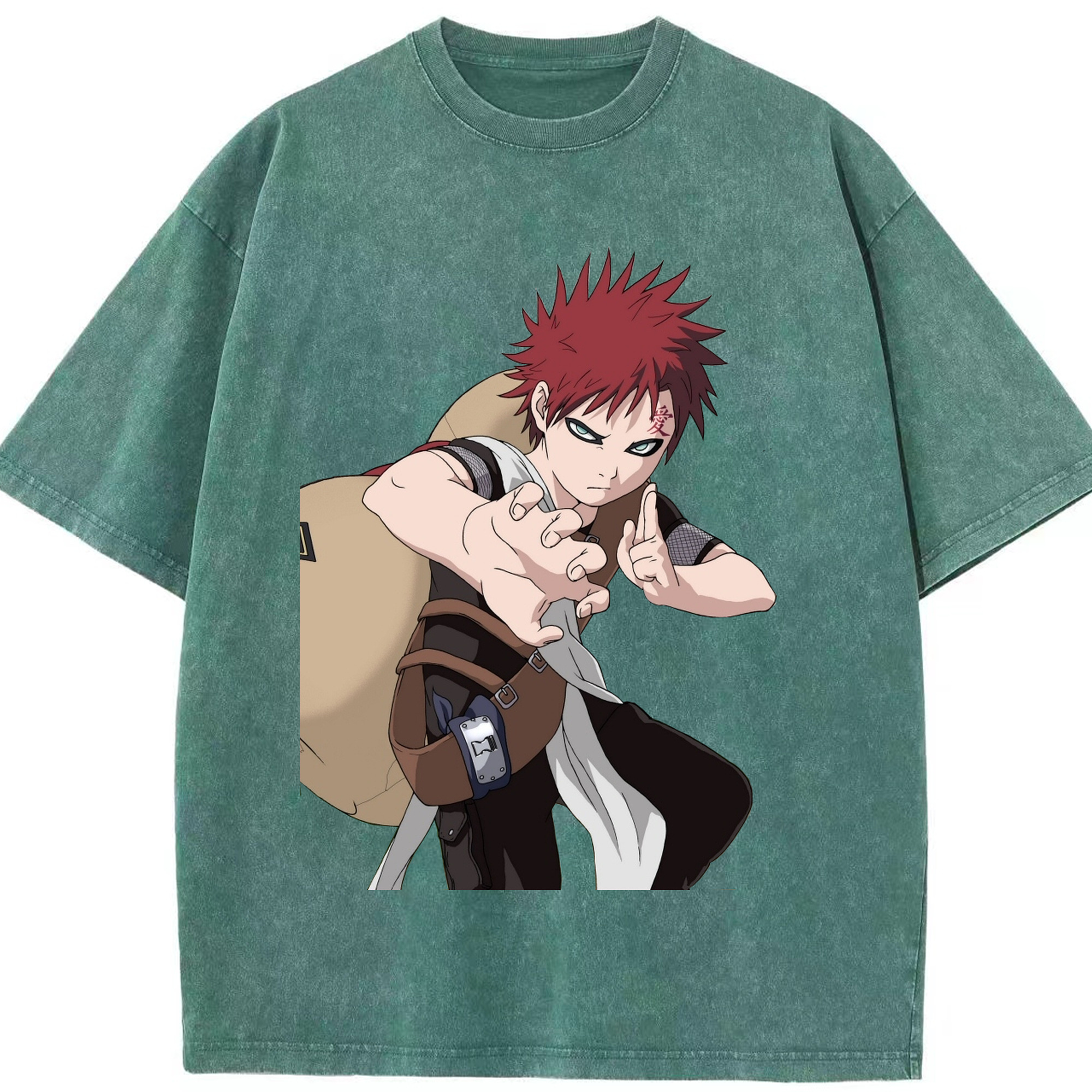（画像用） NARUTO -ナルト- ガアラ Gaara 綿100% ヴィンテージ風 半袖Tシャツ（フロントプリント）